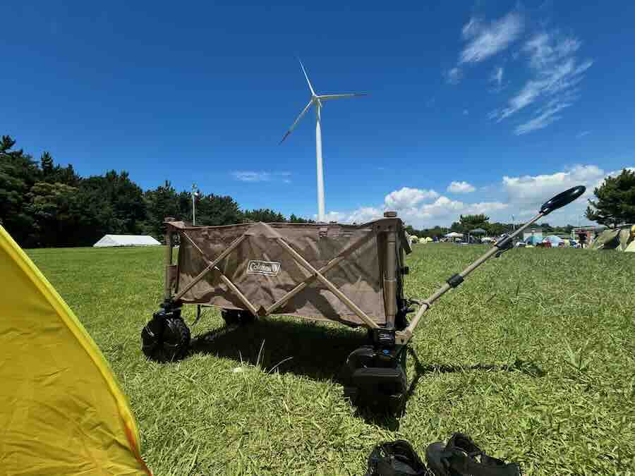 新舞子マリンパーク 芝生 ピクニック テント キャリーカート